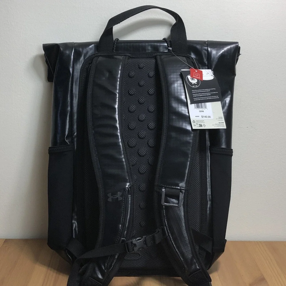 New Under Armour UA Summit Backpack Storm Waterproof Black Sz Large